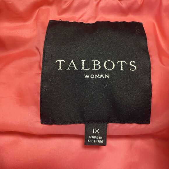 Talbots Puffer Vest Womens Size 1X Pink Down Fill Quilted Mock Neck Zip‎ Pockets - Picture 4 of 6